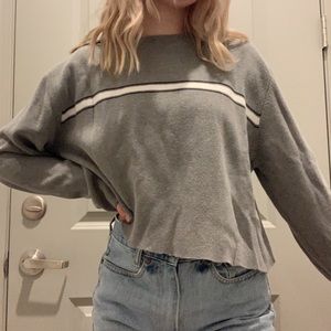 oversized grey sweater with stripe